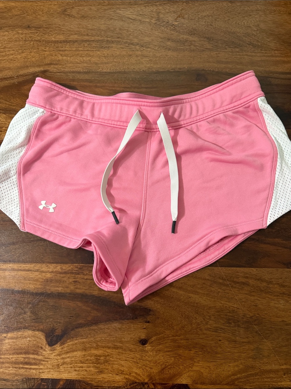 Under Armour Pink Athletic Shorts with White Mesh Sides